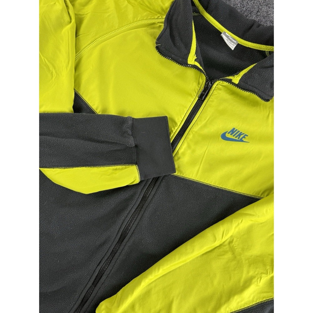 Y2K Nike Sportswear Full Zip Jacket XXL Volt Black Fleece 26x29.5